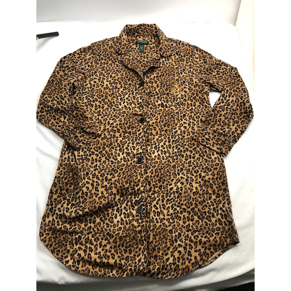 Lauren Ralph Lauren Shirt PAJAMAS ANIMAL Print Cotton Sleep Logo size L